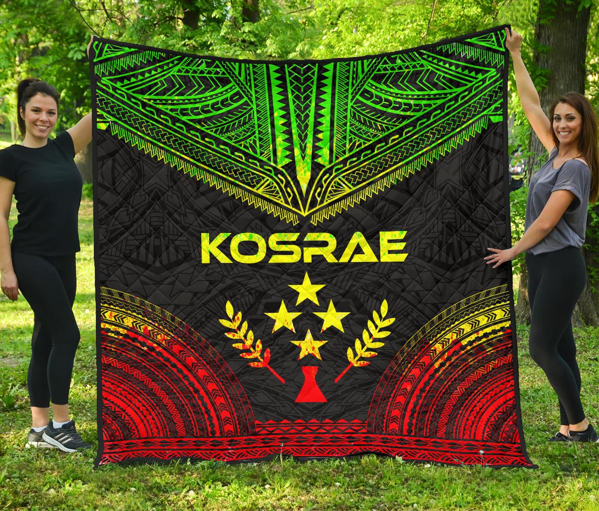 Kosrae Premium Quilt - Kosrae Flag Polynesian Chief Reggae Version Reggae - Polynesian Pride