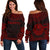 Tahiti Polynesian Chief Women's Off Shoulder Sweater - Red Version Red - Polynesian Pride