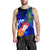 Cook Islands Custom Personalised Men's Tank Top - Humpback Whale with Tropical Flowers (Blue) - Polynesian Pride