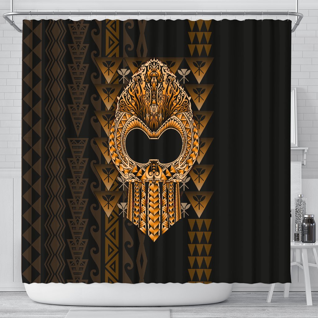 Hawaii Polynesian Shower Curtain - Ikaika Hawaiian 177 x 172 (cm) Black - Polynesian Pride