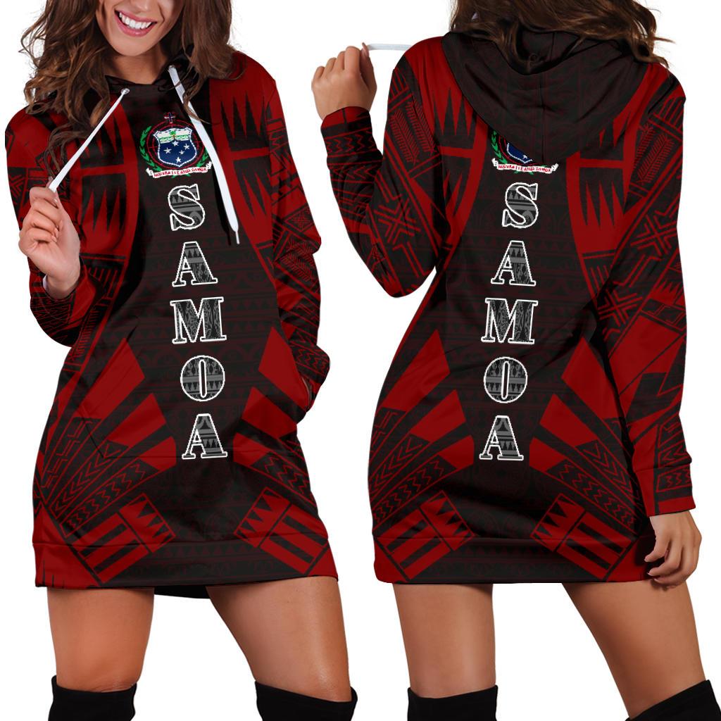 Samoa Hoodie Dress - Polynesian Tattoo Red Red - Polynesian Pride