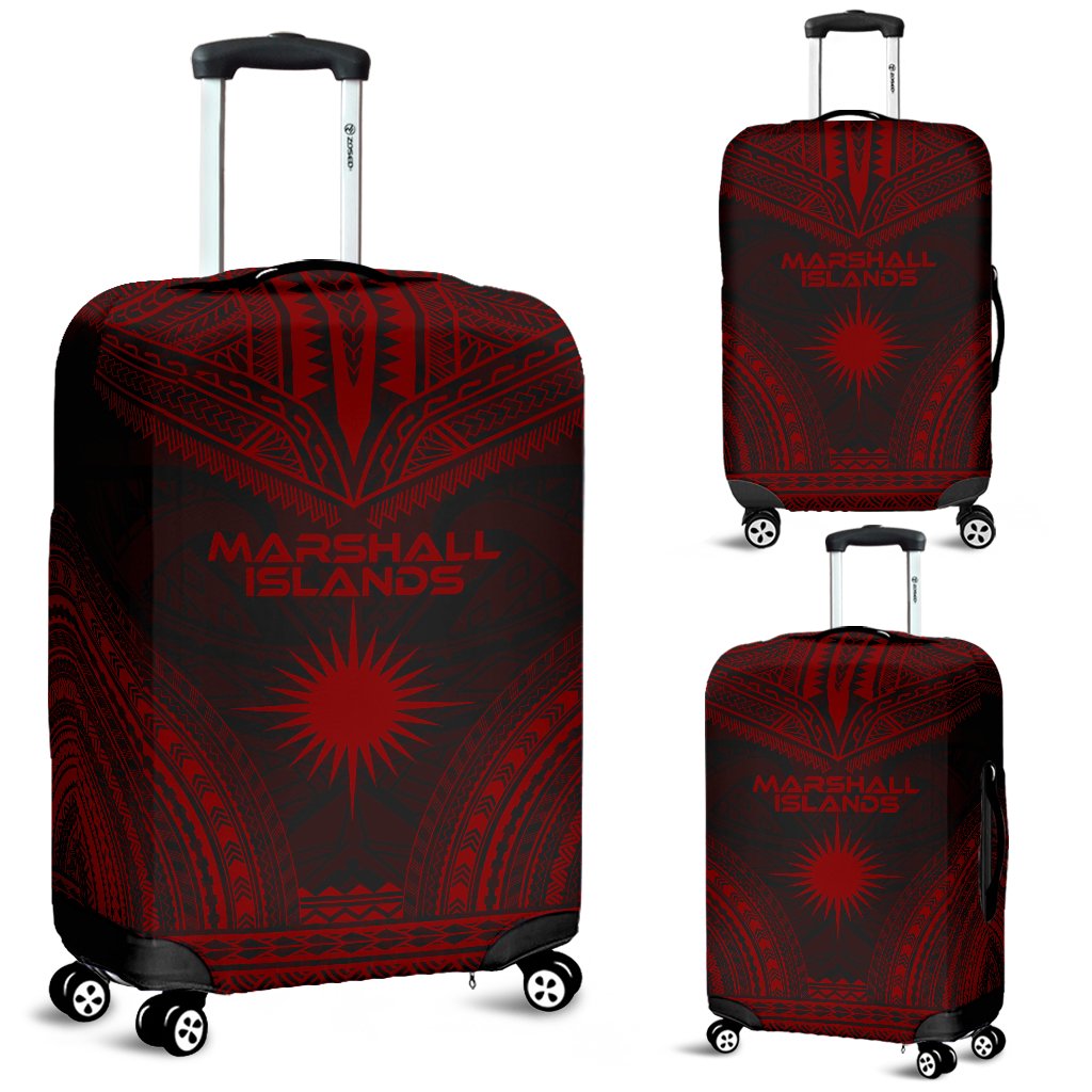 Marshall Islands Polynesian Chief Luggage Cover - Red Version Red - Polynesian Pride