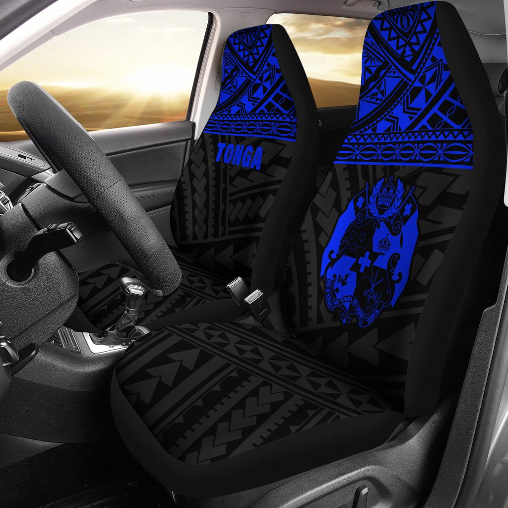 Tonga Car Seat Covers - Tonga Blue Coat Of Arms Polynesian Tattoo Universal Fit Blue - Polynesian Pride