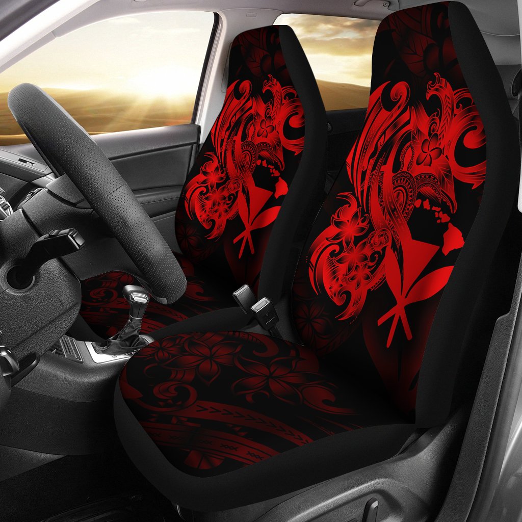 Hawaii Car Seat Covers - Red Kanaka Maoli Turtle Universal Fit Red - Polynesian Pride