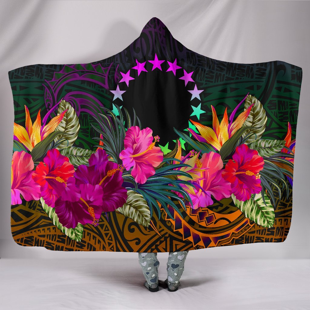 Cook Islands Polynesian Hooded Blanket - Summer Hibiscus Hooded Blanket Reggae - Polynesian Pride