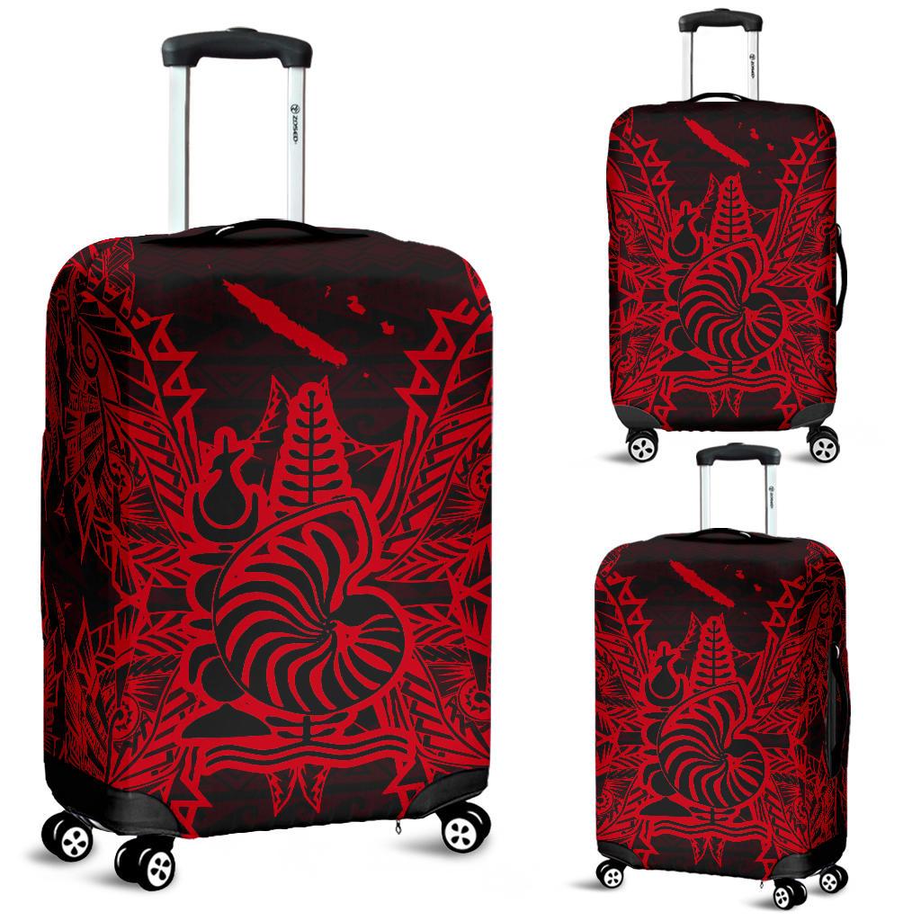 New Caledonia Polynesian Luggage Covers Map Red Red - Polynesian Pride