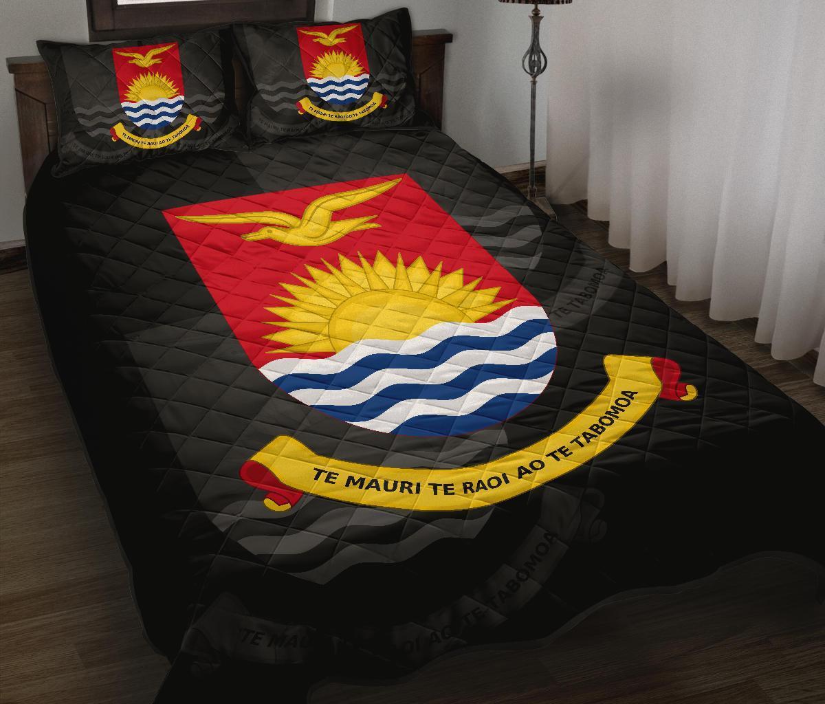 Kiribati Polynesian Quilt Bed Set Black - Polynesian Pride