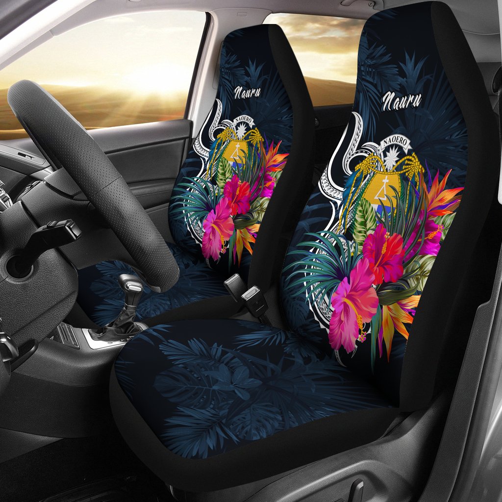 Nauru Polynesian Car Seat Covers - Tropical Flower Universal Fit Blue - Polynesian Pride