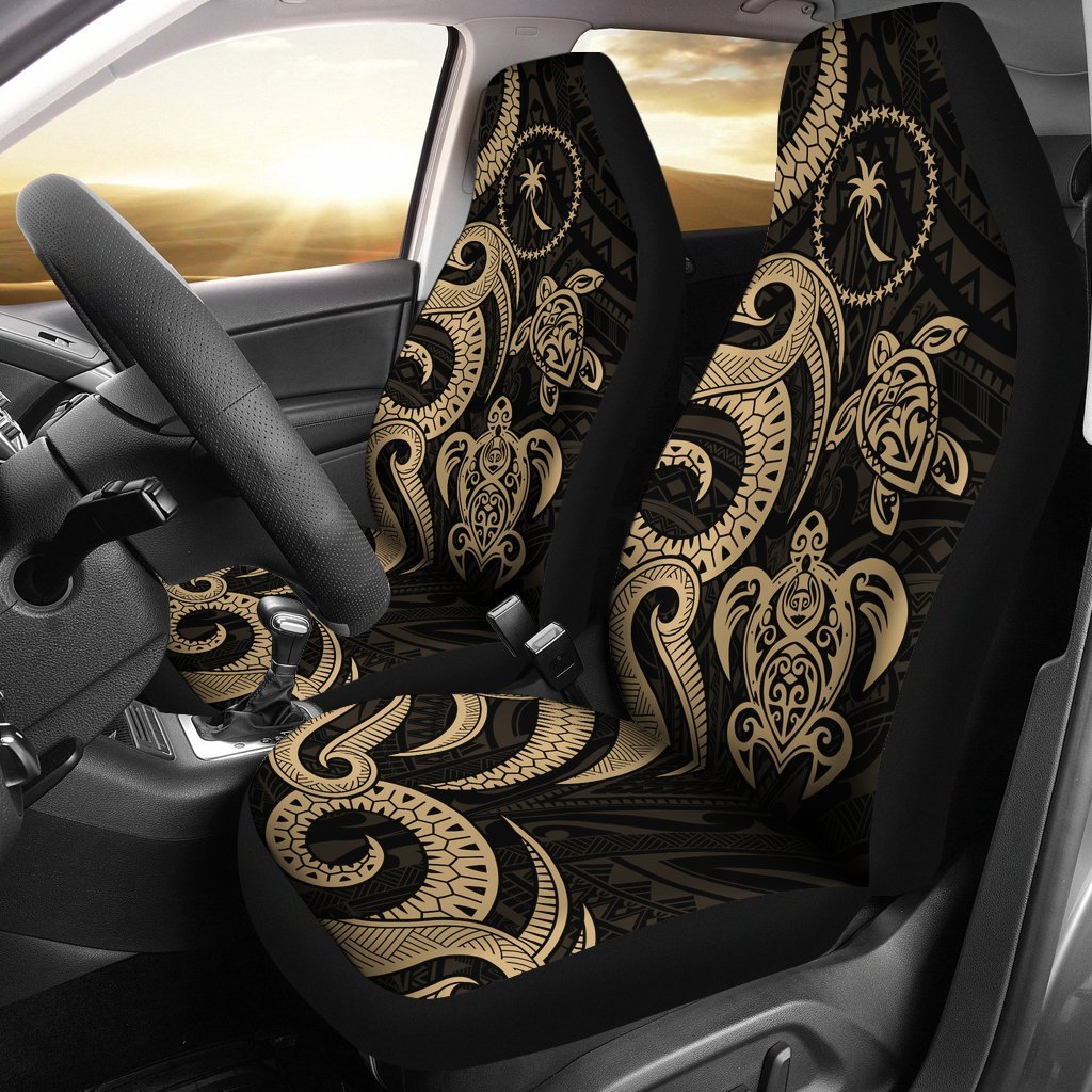 Chuuk Micronesian Car Seat Covers - Gold Tentacle Turtle Universal Fit Gold - Polynesian Pride