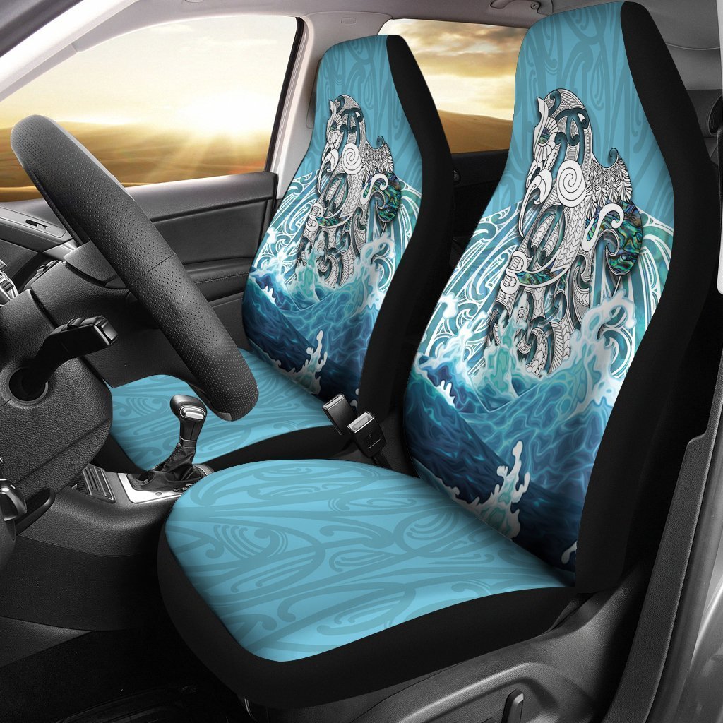 Maori Manaia The Blue Sea Car Seat Cover Universal Fit Black - Polynesian Pride