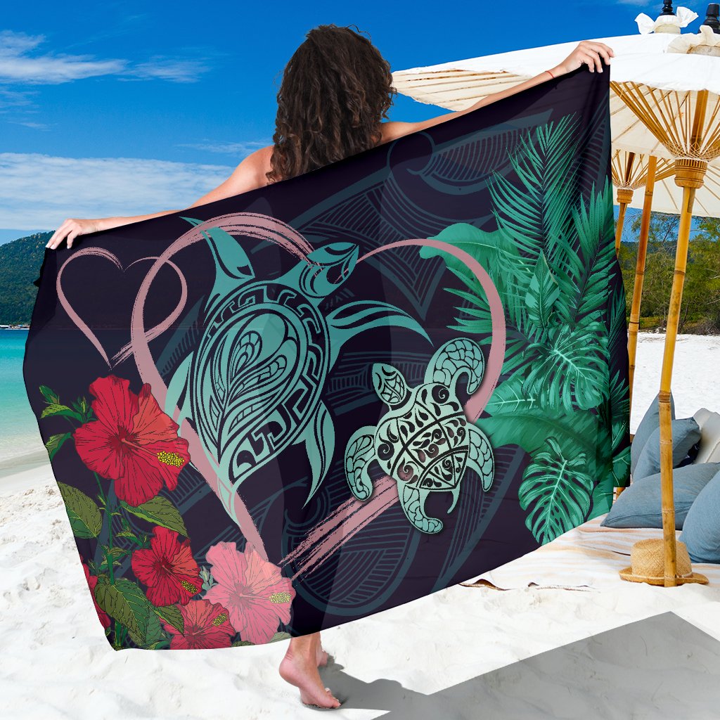 Hawaii Turtle Hibiscus Valentine Sarong - Tropical Style - AH Sarong One Size Purple - Polynesian Pride