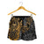 Tahiti Polynesian Women Shorts - Gold Turtle Hibiscus Flowing - Polynesian Pride