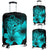 Hawaii Hibiscus Luggage Cover - Turtle Map - Turquoise Blue - Polynesian Pride