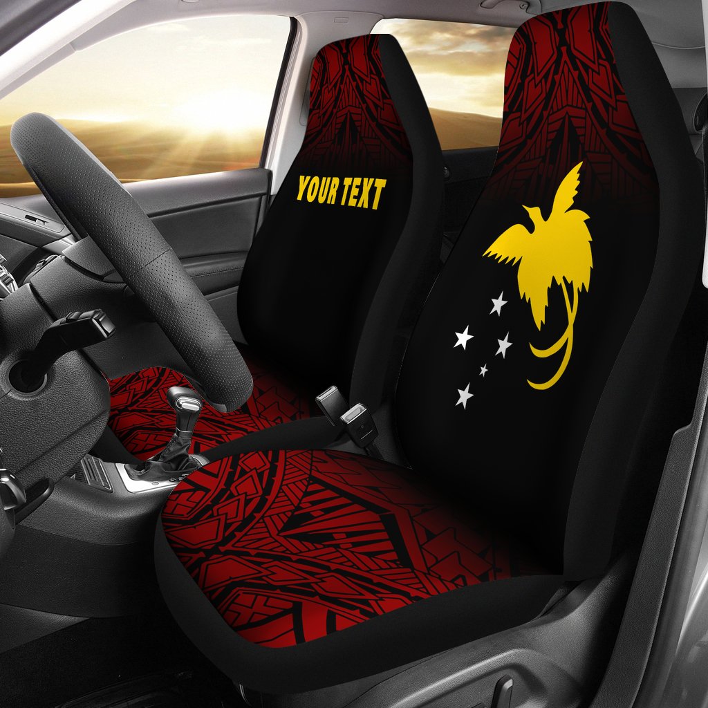 Papua New Guinea Custom Personalised Car Seat Covers - Papua New Guinea FLag Polynesian Tattoo Fog Red Universal Fit Red - Polynesian Pride