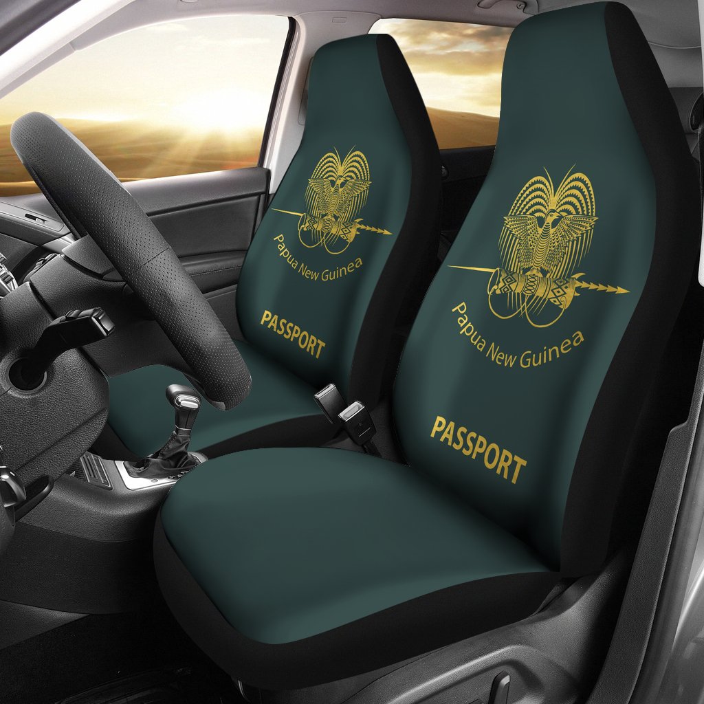 Papua New Guinea Car Seat Covers - Papua New Guinea Passport Universal Fit Green - Polynesian Pride