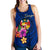 Tonga Polynesian Women's Racerback Tank - Floral With Seal Blue - Polynesian Pride