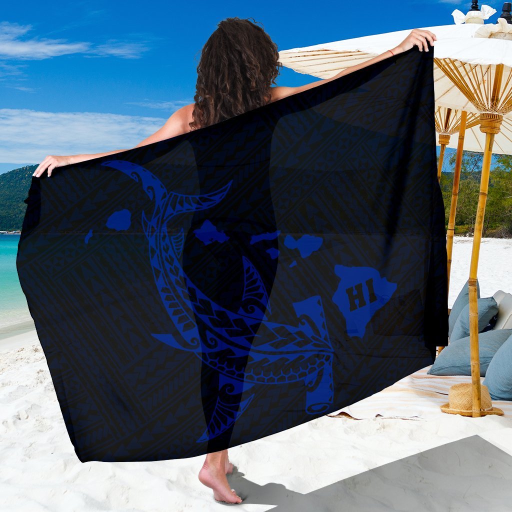 Hawaii Shark Blue Polynesian Sarong Sarong - 1 44*66 Inch Blue - Polynesian Pride