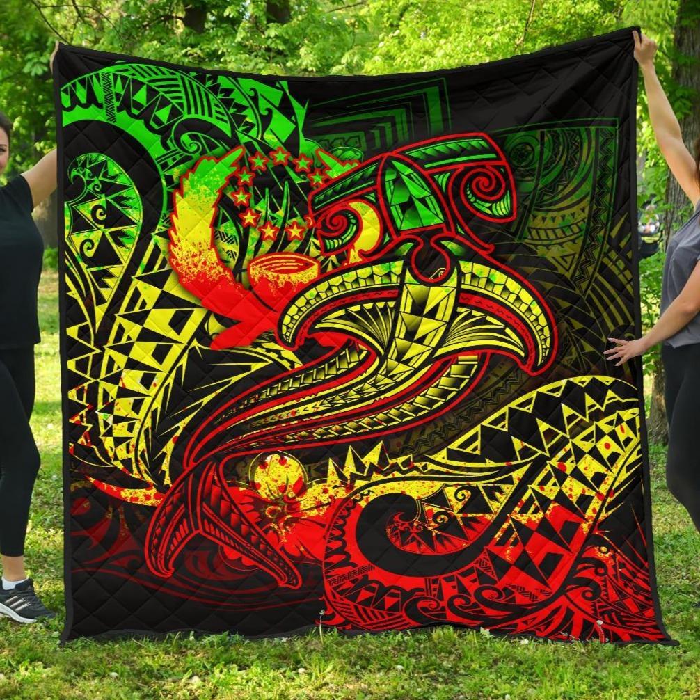 Pohnpei Premium Quilt - Reggae Shark Polynesian Tattoo - Polynesian Pride