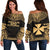 Wallis And Futuna Polynesian Chief Women's Off Shoulder Sweater - Gold Version Gold - Polynesian Pride