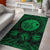 Hawaii Map Honu Hibiscus Polynesian Area Rug AH Rug Green - Polynesian Pride