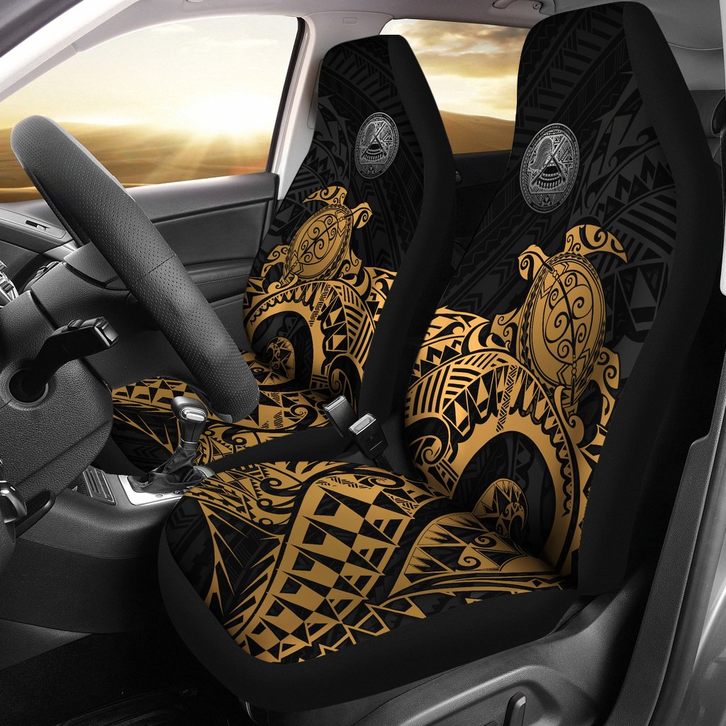 American Samoa Car Seat Covers - American Samoa Seal Turtle (Golden) Universal Fit Golden - Polynesian Pride