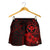 Polynesian Hawaii Kanaka Maoli Women's Shorts - Humpback Whale with Hibiscus (Red) - Polynesian Pride