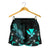 Hawaii Polynesian Women's Shorts - Turtle With Blooming Hibiscus Turquoise - Polynesian Pride