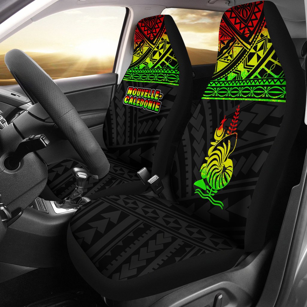 New Caledoni Car Seat Covers - New Caledoni Reggae Coat Of Arms Polynesian Tattoo Universal Fit Reggae - Polynesian Pride