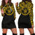 Niue Women Hoodie Dress - Niue Coat Of Arms Polynesian Gold Black Gold - Polynesian Pride