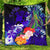 Tonga Premium Quilt - Humpback Whale with Tropical Flowers (Blue) Blue - Polynesian Pride