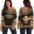 Kanaka Maoli Polynesian Chief Women's Off Shoulder Sweater - Gold Version Gold - Polynesian Pride