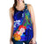 Cook Islands Women's Racerback Tank - Humpback Whale with Tropical Flowers (Blue) - Polynesian Pride