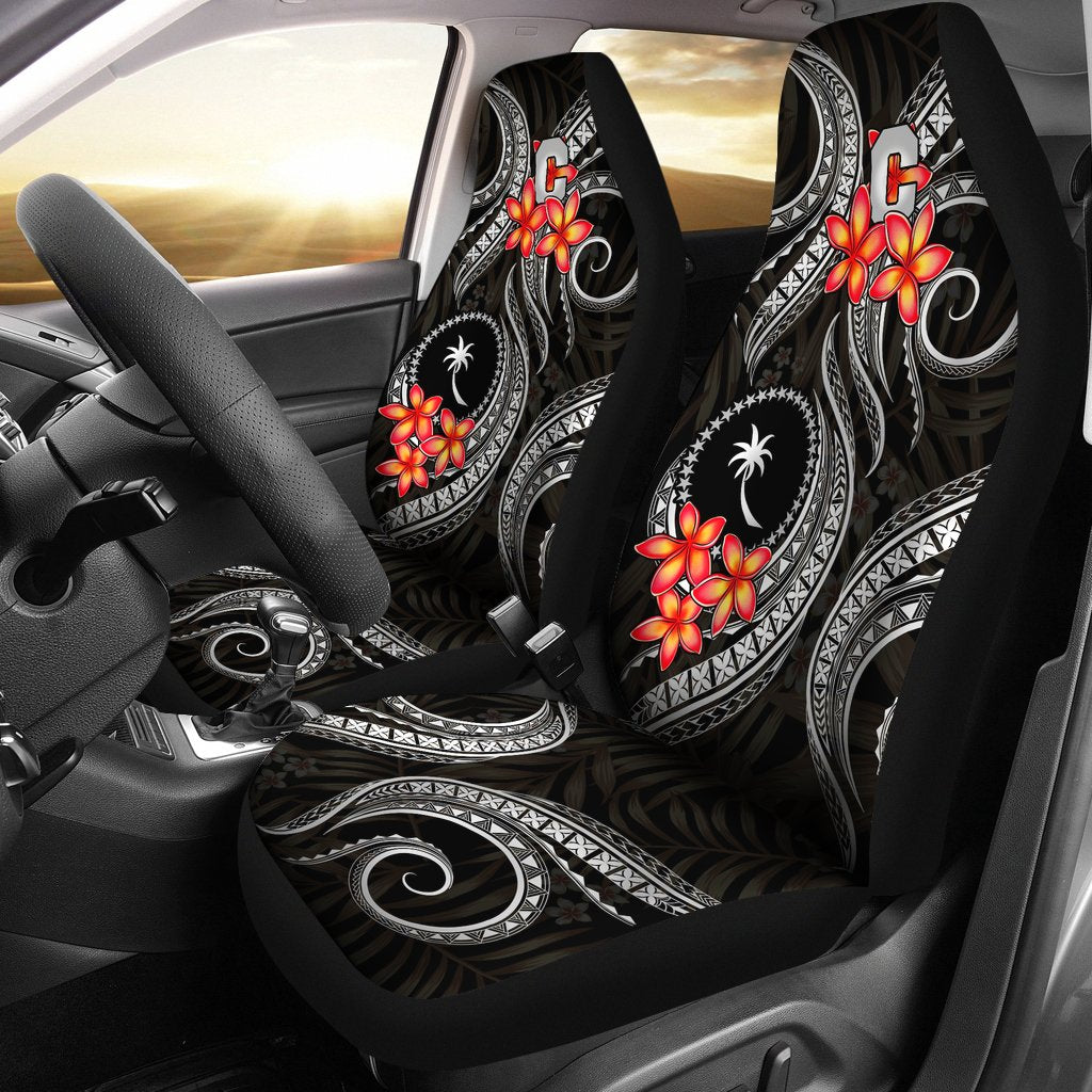 Chuuk Micronesian Car Seat Covers - Black Plumeria Universal Fit BLACK - Polynesian Pride