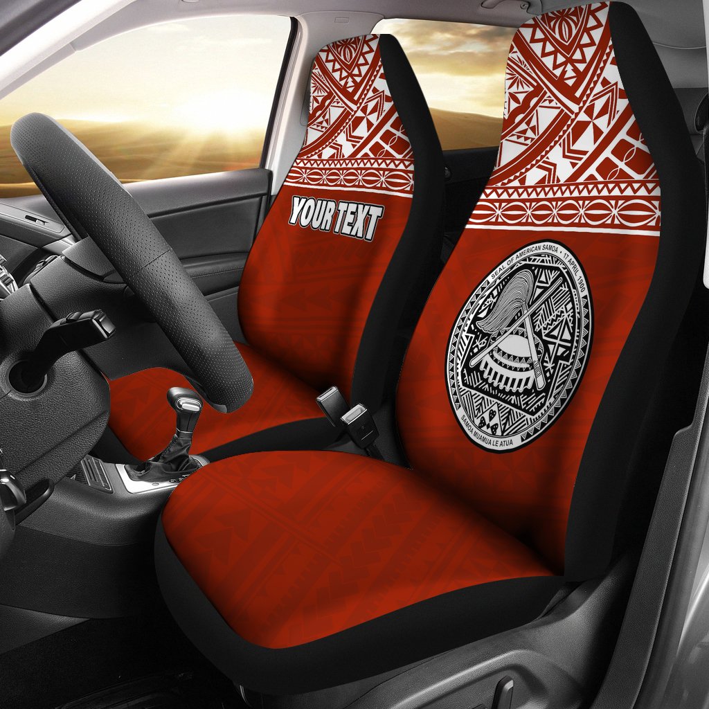 American Samoa Custom Personalised Car Seat Covers - American Samoa Seal Polynesian Red Horizontal Universal Fit Red - Polynesian Pride