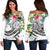 Polynesian Samoa Women's Off Shoulder Sweater - Summer Plumeria (White) White - Polynesian Pride