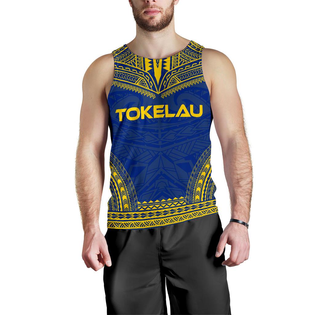 Tokelau Men's Tank Top - Polynesian Chief Flag Version Blue - Polynesian Pride