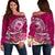 Samoa Women's Off Shoulder Sweater - Turtle Plumeria (Pink) Pink - Polynesian Pride