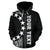 Cook Islands Polynesian Custom Zip up Hoodie Line Black - Polynesian Pride