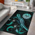 Tahiti Polynesian Area Rugs - Turtle With Blooming Hibiscus Turquoise Turquoise - Polynesian Pride