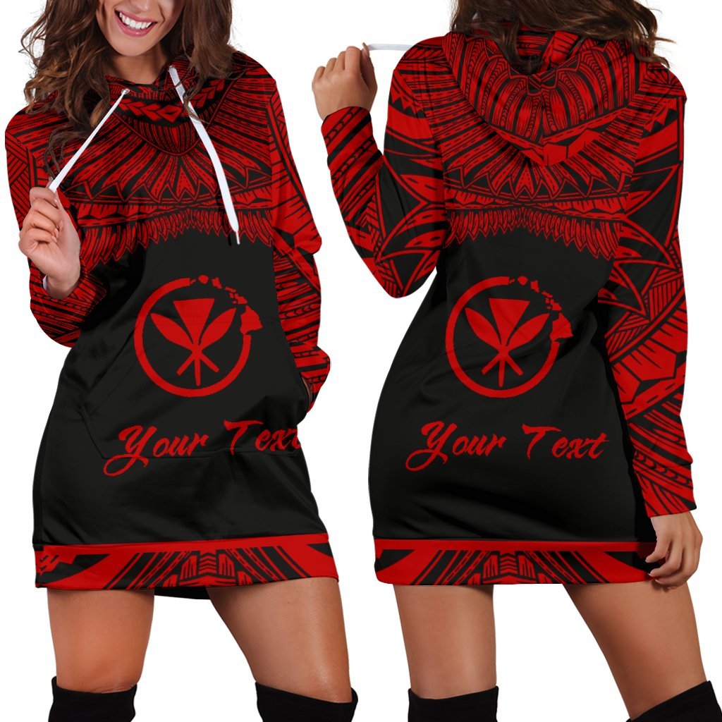 Hawaii Polynesian Custom Personalised Women's Hoodie Dress - Hawaii Pride Red Version Red - Polynesian Pride