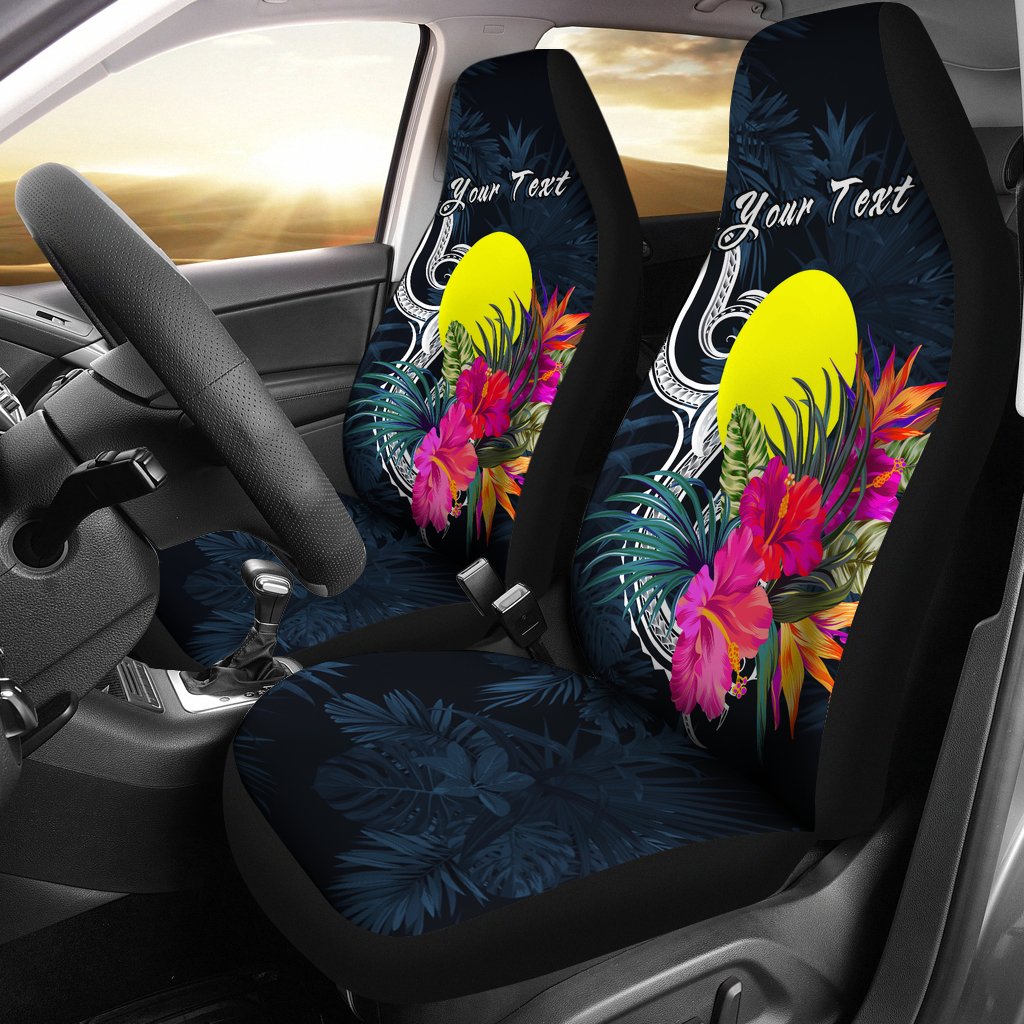 Palau Polynesian Custom Personalised Car Seat Covers - Tropical Flower Universal Fit Blue - Polynesian Pride