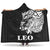 Sun In Leo Zodiac Hooded Blanket Polynesian Tattoo Simple - White Hooded Blanket Black - Polynesian Pride