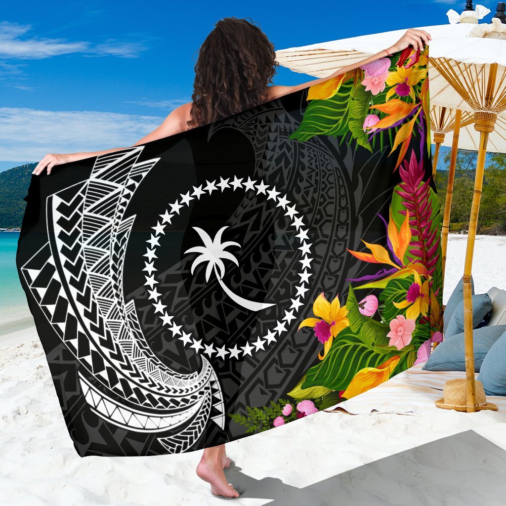 Chuuk State Sarong - Seal Spiral Polynesian Patterns Sarong - Chuuk State One Size Black - Polynesian Pride