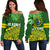 Cook Islands Rugby Off Shoulder Sweater Coconut Leaves - The Kuki's Green - Polynesian Pride