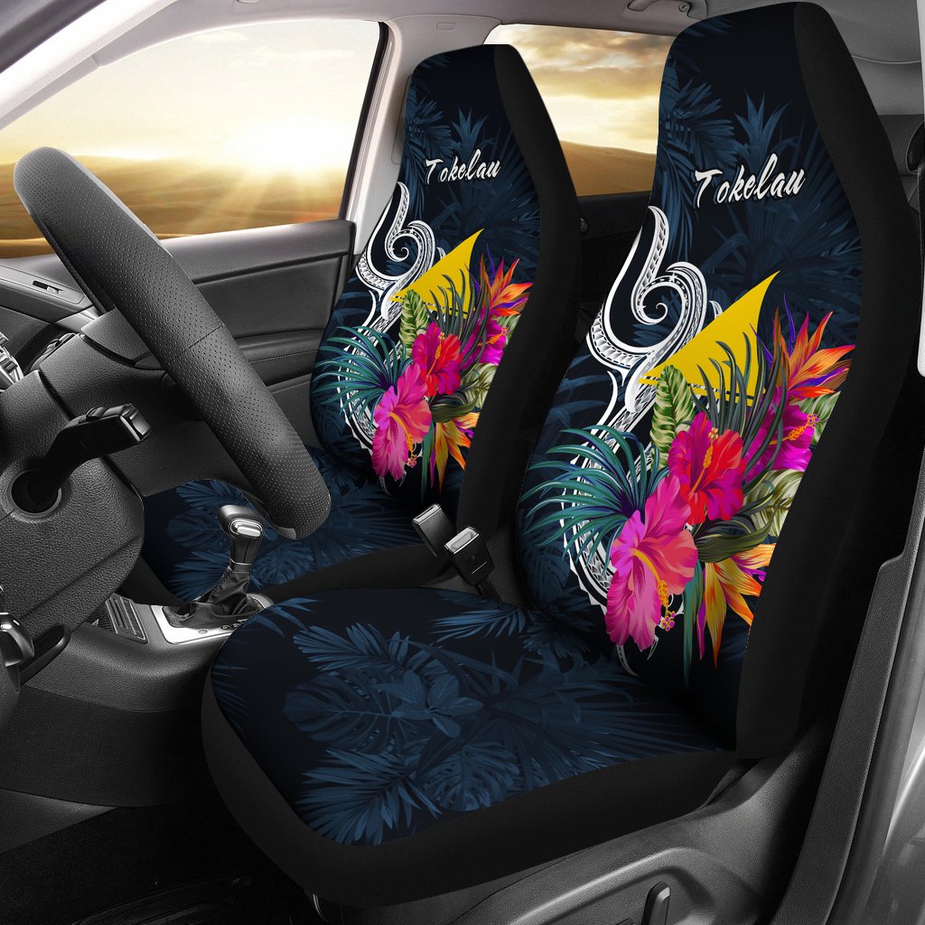 Tokelau Polynesian Car Seat Covers - Tropical Flower Universal Fit Blue - Polynesian Pride