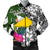 Tokelau Men's Bomber Jacket White - Turtle Plumeria Banana Leaf White - Polynesian Pride