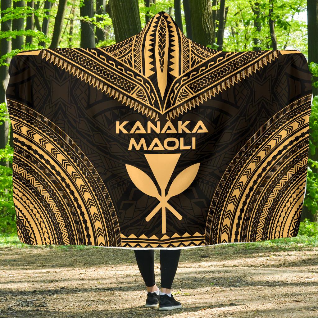 Kanaka Maoli Polynesian Chief Hooded Blanket - Gold Version Hooded Blanket Gold - Polynesian Pride