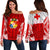 Tonga Polynesian Women's Off Shoulder Sweater - Pattern With Seal Red Version Red - Polynesian Pride