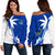 Pohnpei Coconut Tree Off Shoulder Sweater K4 Blue - Polynesian Pride