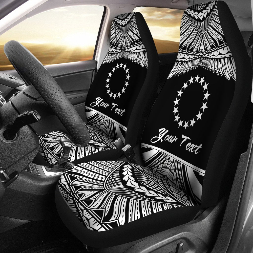 Cook Islands Polynesian Custom Personalised Car Seat Covers - Pride White Version Universal Fit White - Polynesian Pride